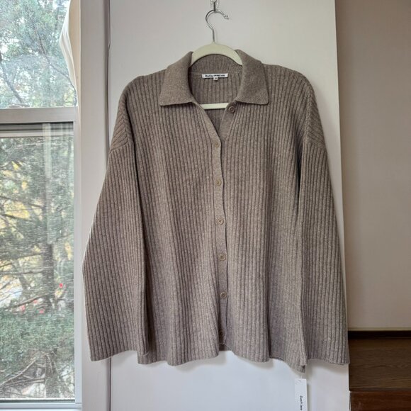 NWT Reformation Fantino Cashmere Sweater Collared Cardigan Oatmeal XS - Picture 5 of 16